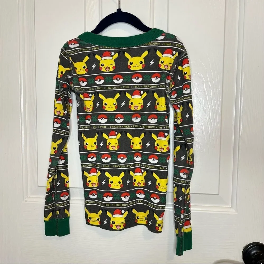 Hanna Andersson X Pokémon Pikachu Pokéball Christmas Fair Isle Long John PJ Set